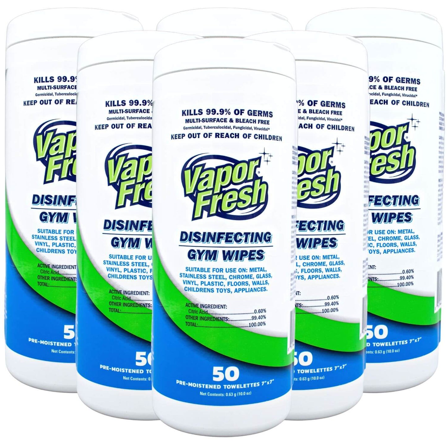 Vapor Fresh® Plant Based Disinfecting Gym Wipes, 50ct Canisters