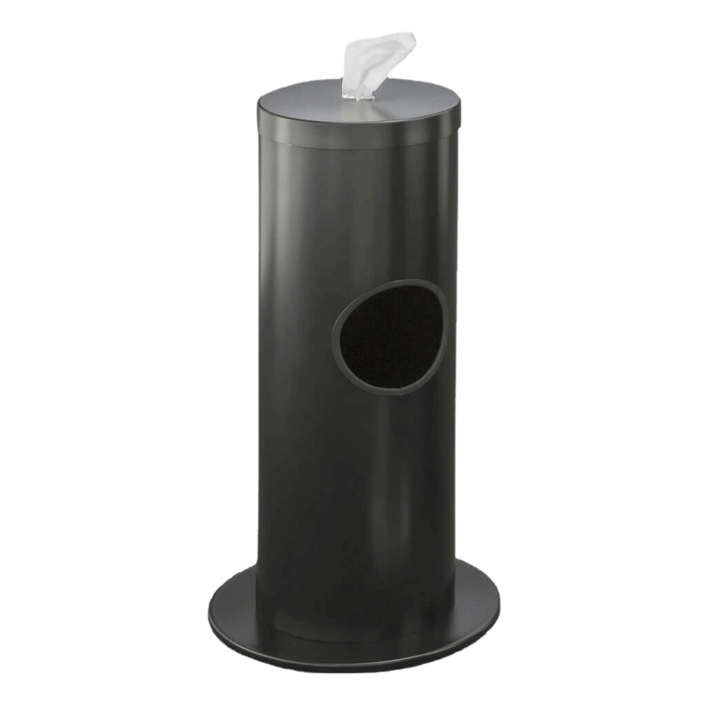 Metal Wipe Dispenser Stand With Trash Bin