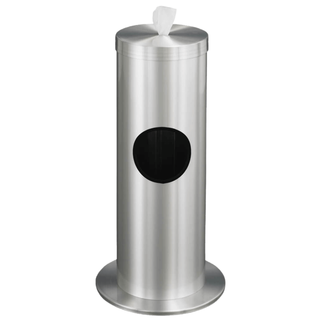Metal Wipe Dispenser Stand With Trash Bin