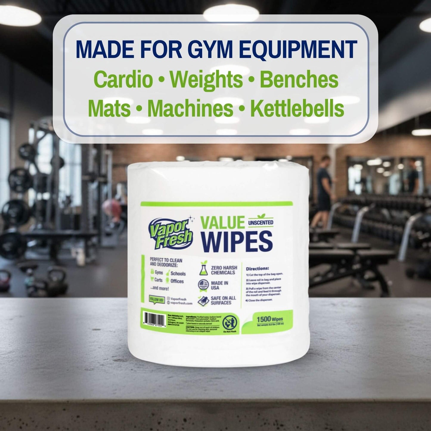 Fitness Equipment Value Wipes (1500ct)