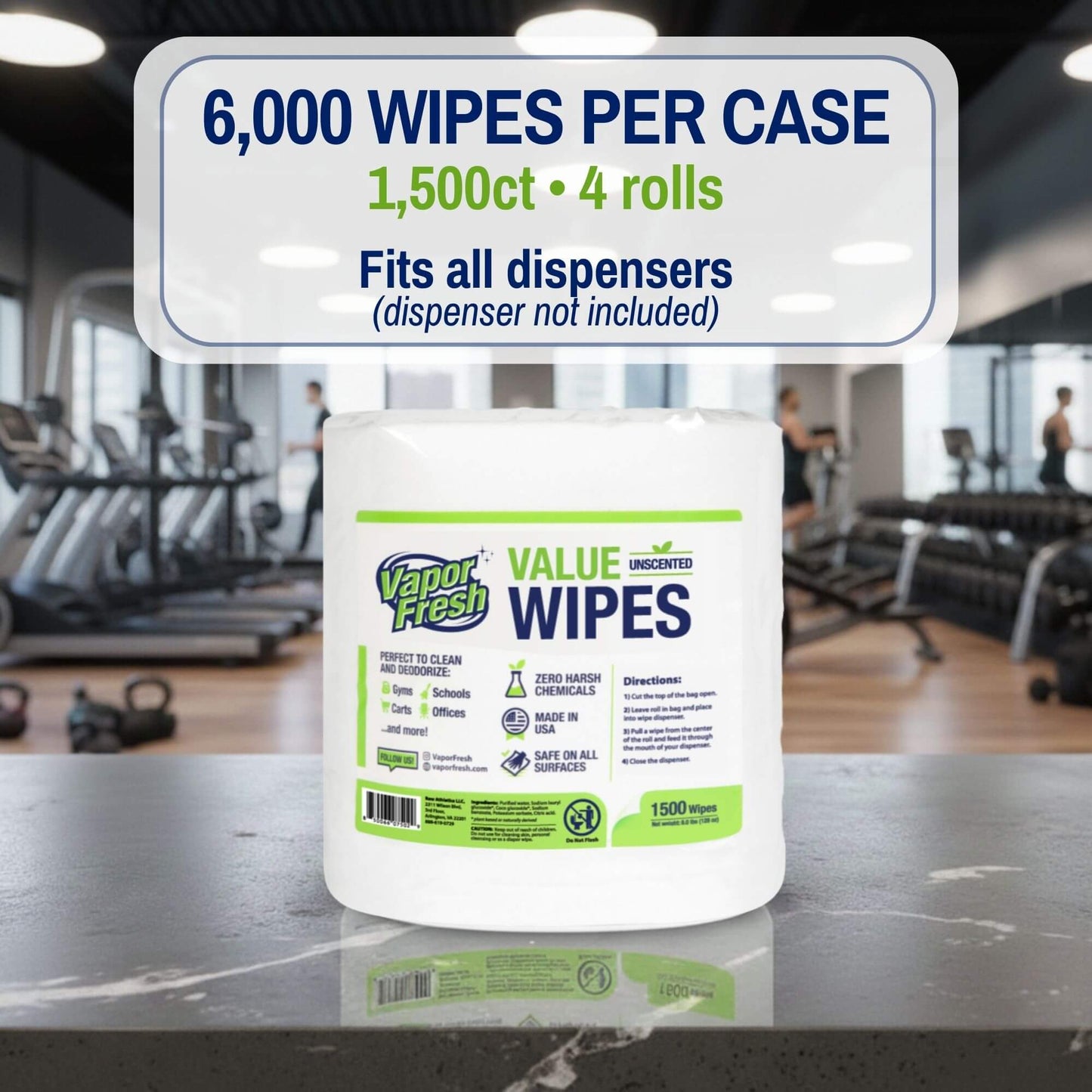 Fitness Equipment Value Wipes (1500ct)