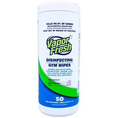 Vapor Fresh® Plant Based Disinfecting Gym Wipes, 50ct Canisters