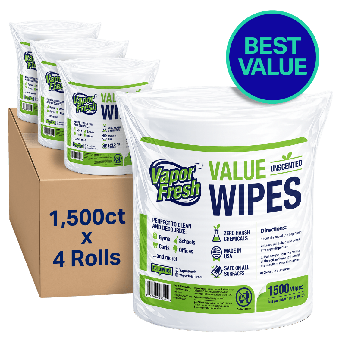 Fitness Equipment Value Wipes (1500ct)