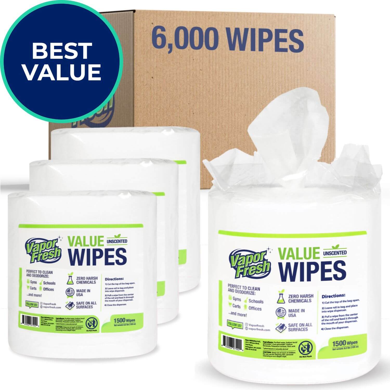 Fitness Equipment Value Wipes (1500ct)