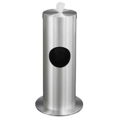 Metal Wipe Dispenser Stand With Trash Bin